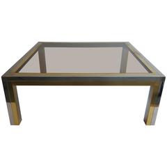Chrome and Brass Frame Coffee Table