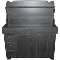 19th Century Lancaster County, Pennsylvania Black Painted High Back Dry Sink