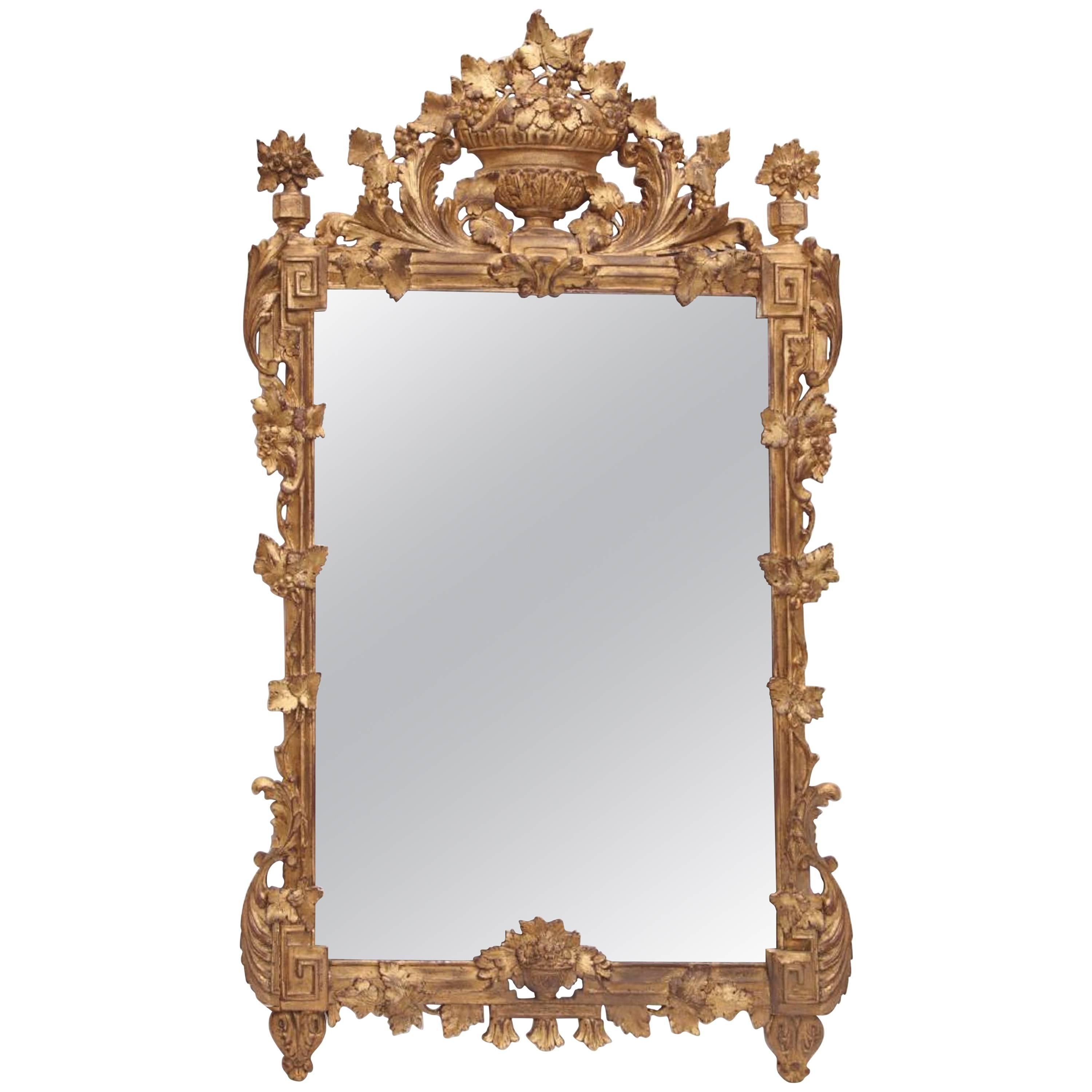 Antique Continental Giltwood Neoclassic Mirror