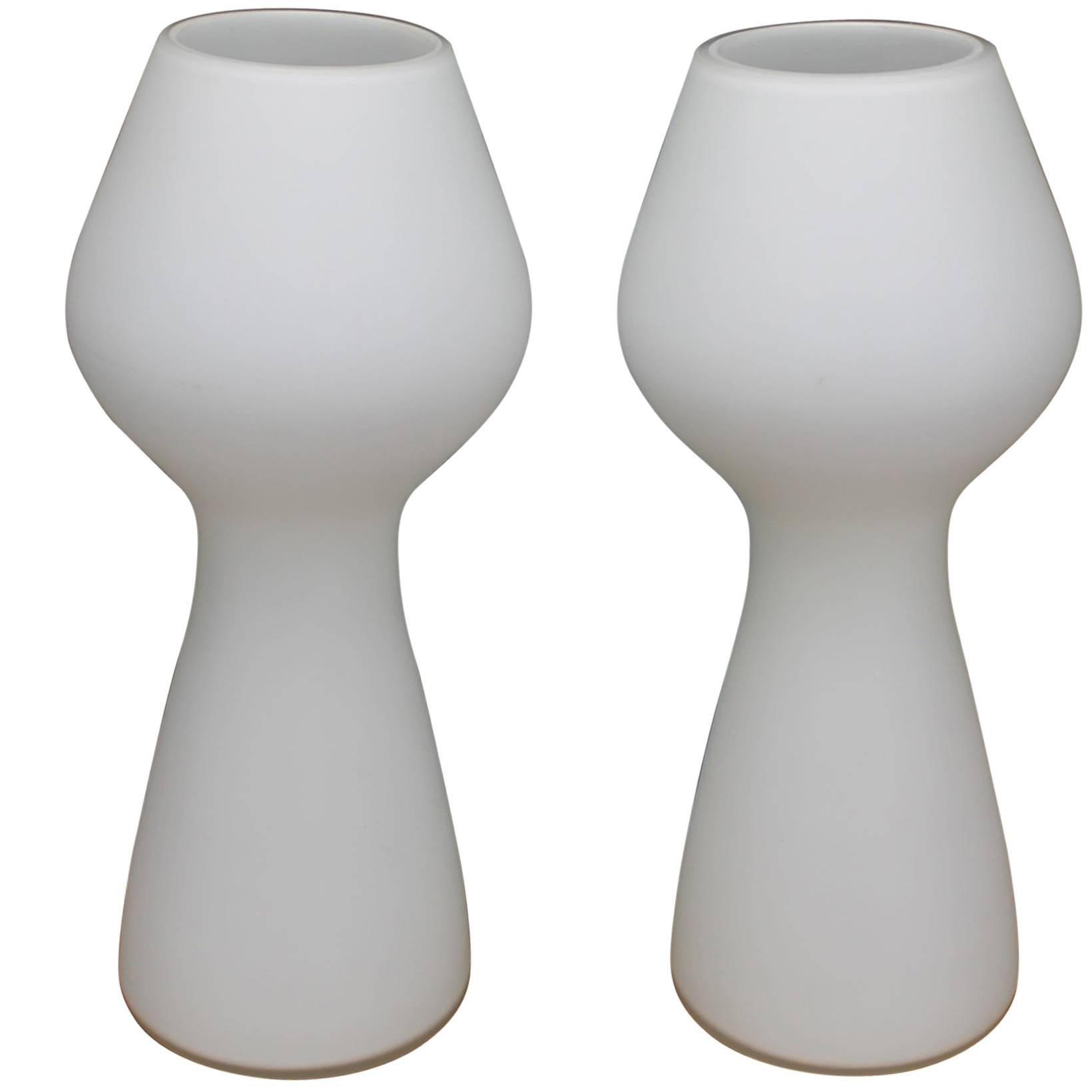 Opaque Glass Bulbous Mushroom Lamps Style of Lisa Johansson-Pape Orno Stockmann