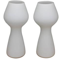 Vintage Opaque Glass Bulbous Mushroom Lamps Style of Lisa Johansson-Pape Orno Stockmann