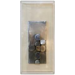 Mid-Century Modern Metal Sculpture, Signed and Dated 1972, Framed in Lucite Box Mid-Century Modern Metal Sculpture, Signed and Dated 1972, Framed in Lucite Box