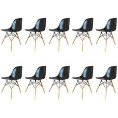 Vintage Ten Black Herman Miller Eames DSW Dining Chairs