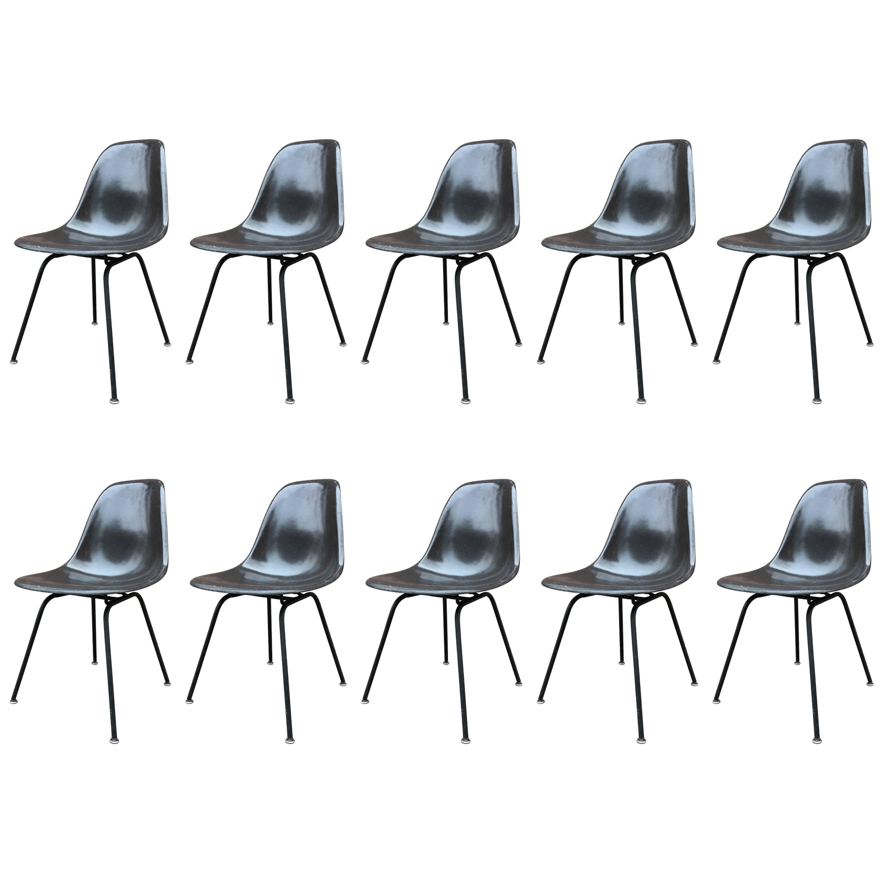 Ten Rare Herman Miller Eames Black DSX chairs