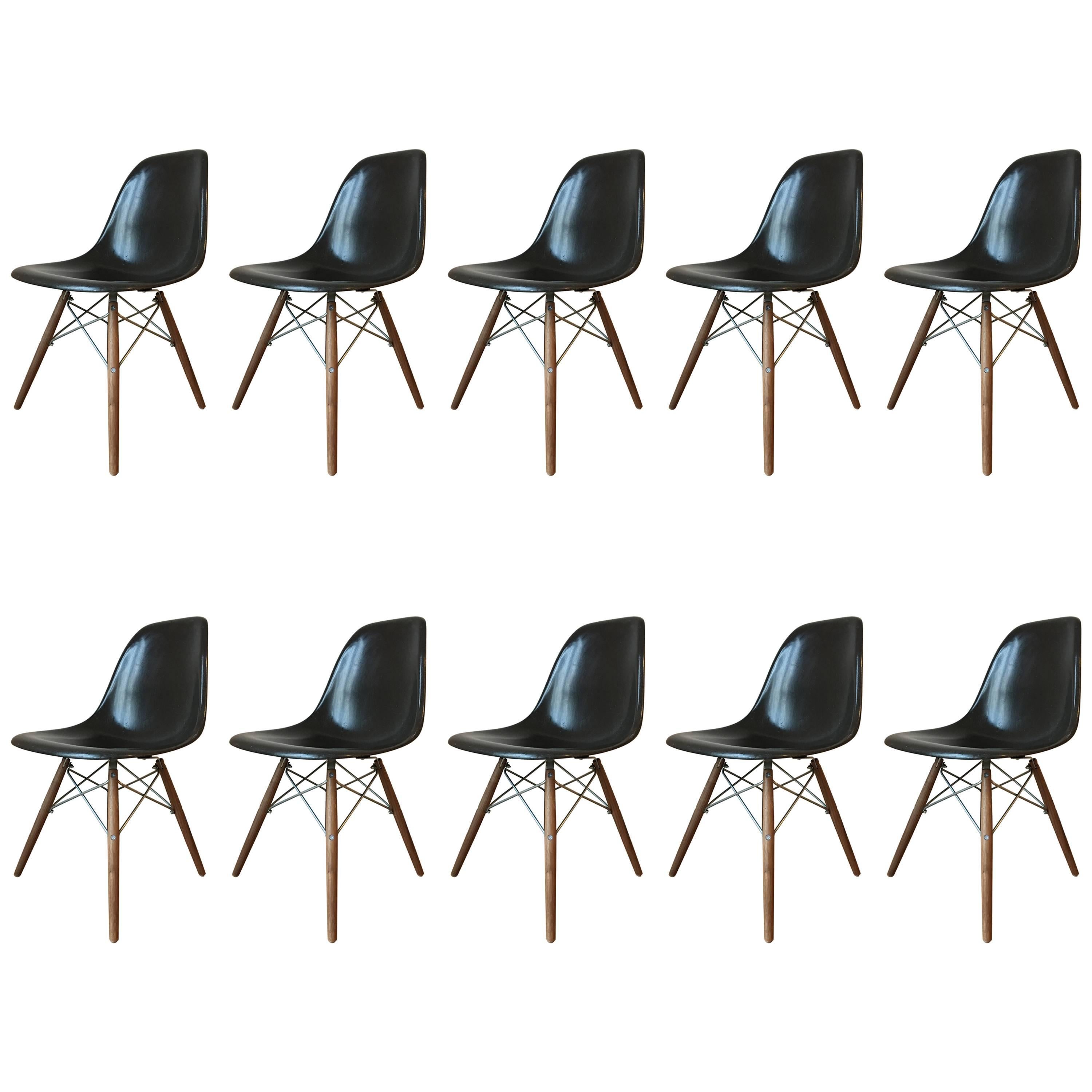 6-10 Black Herman Miller Eames DSW Dining Chairs