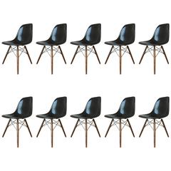 Vintage 6-10 Black Herman Miller Eames DSW Dining Chairs