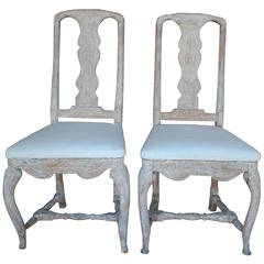 18th Century Pair of Swedish Rococo Period Side Chairs 5