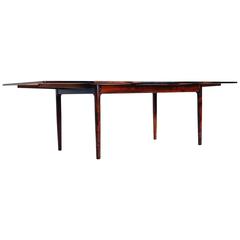 Bernhard Pedersen & Sons Danish Rosewood Extendable Draw Leaf Dining Table