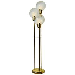 Italian Three Light Brass Floor Lamp in the Style of Mazzega