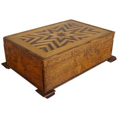 Hand-Carved Dutch Folk Art Box Depicting the Sower Mower Thresher Grinder 5
