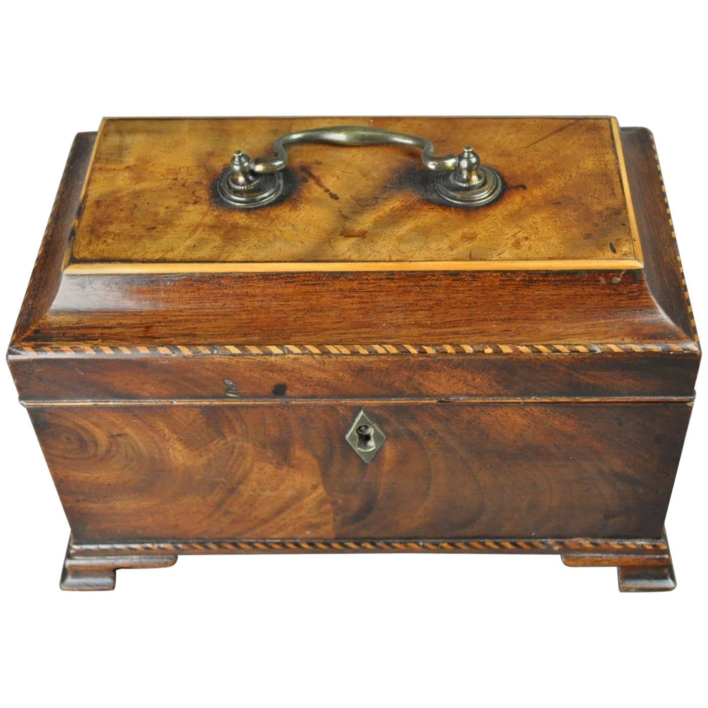 Chippendale Period Three Compartment Tea Caddy For Sale