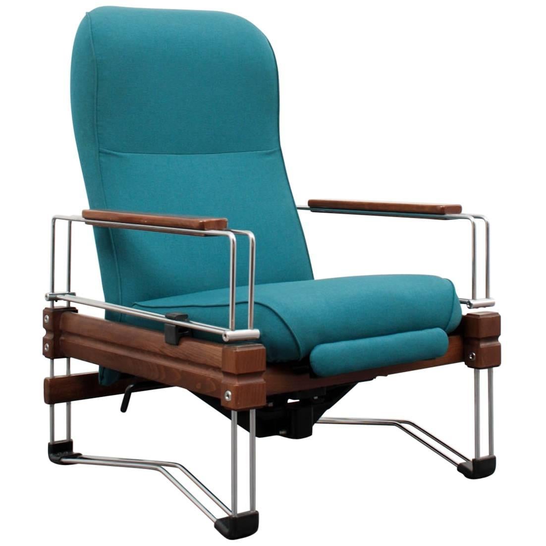 Extravagant Lounge Chair, Wood and Chrome Frame For Sale