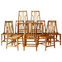Set of Ten 1960s Bamboo Chairs
