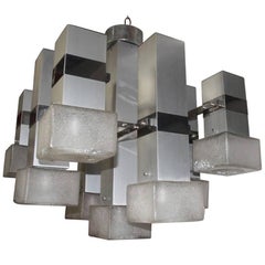 Sculpture Sciolari Chandelier Cubic Aluminium Design, 1970s