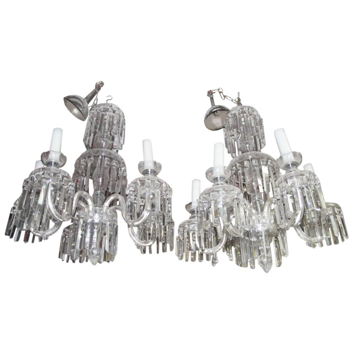 Pair Crystal Chandeliers 1950 Bohemia Elegant and Chic For Sale