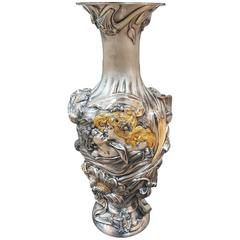 20th Century Art Nouveau Style Sterling Silver Vase 6