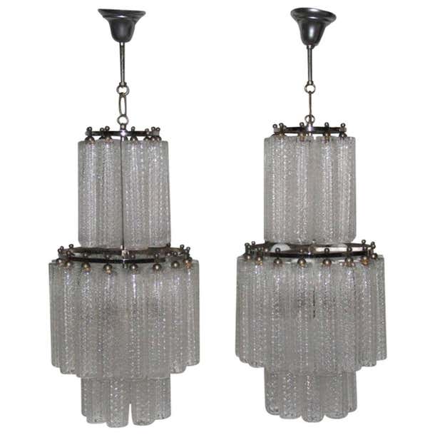 Pair Of Venini Chandelier Tubes Murano Art Glass 1960s Italian Design pair-of-venini-chandelier-tubes-murano-art-glass-1960s-italian-design