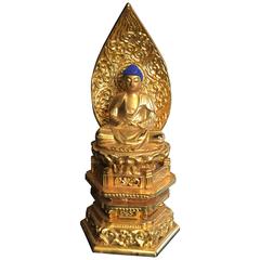 Beautiful Japanese Gold Gilt & Lacquered Meditation Buddha Mint Find from Tokyo