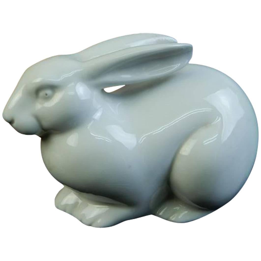 Japan Antique Big Ear Rabbit Pure White  Mint, Signed & Boxed