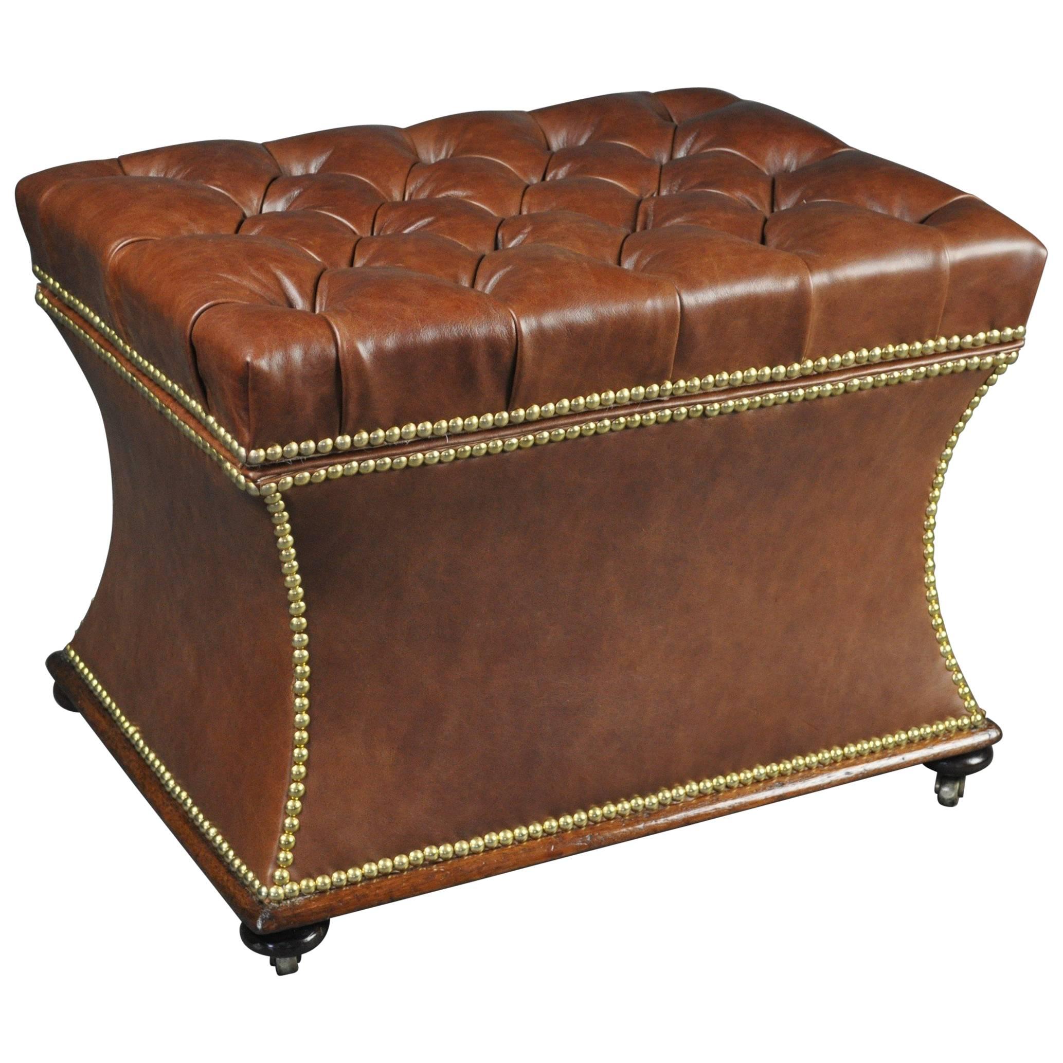 Leather Box Stool For Sale