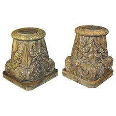 Pair of Carved Wood Capitals