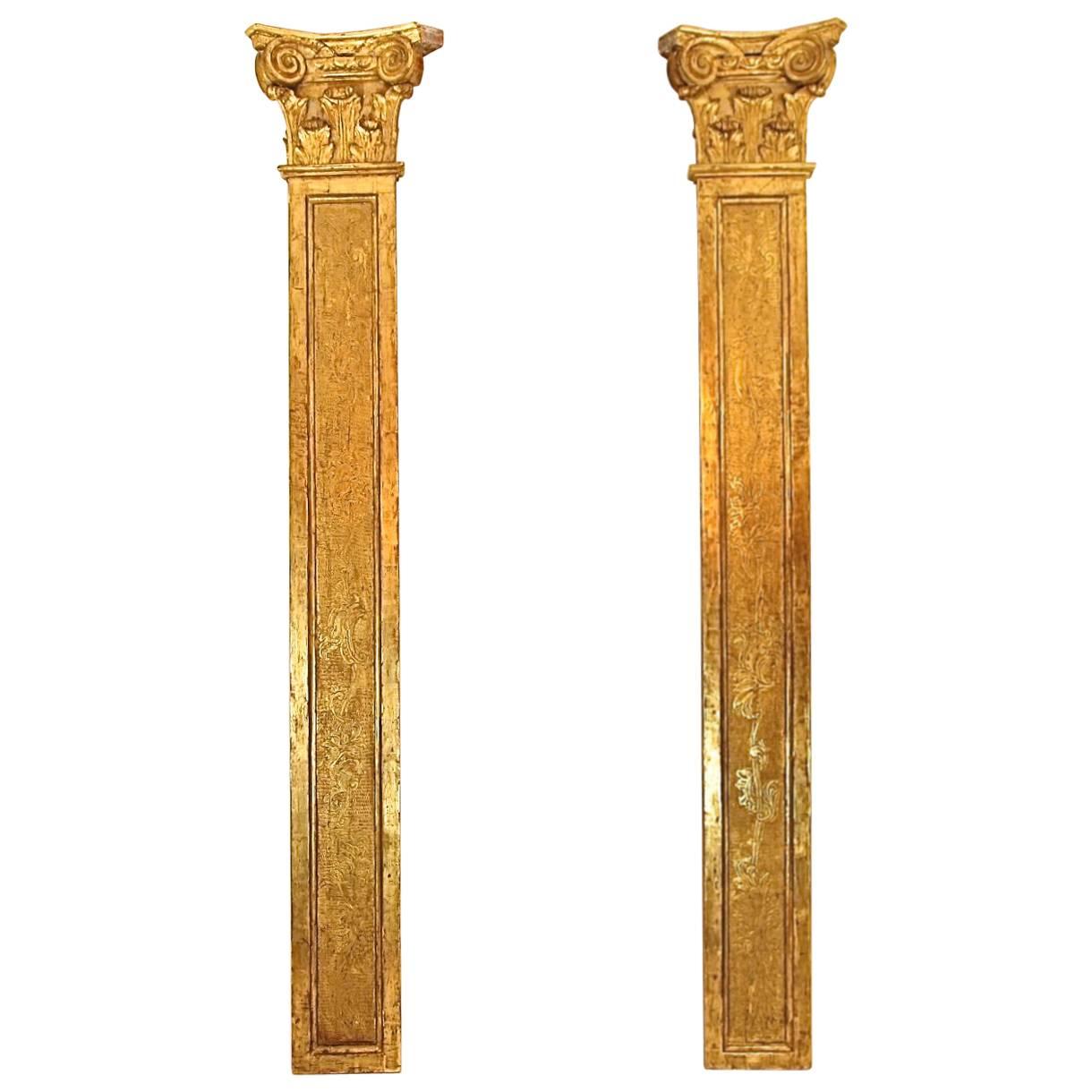 Pair of Early 18th Century Régence Carved Giltwood Pilasters