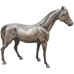 20th Century Italian Solid Silver Horse, engraved by hand