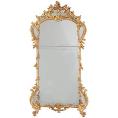 18th Century Gilt and Embossed Wood French Mirror