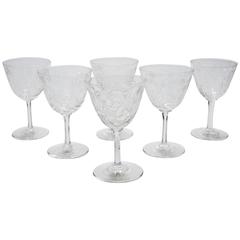 Set of Six 20th Century Edwardian Wine Glasses