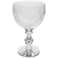 19th Century Etched Glass Punch Bowl