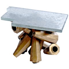 Contemporary Slab Side Table in Reichenbach German Crystal and Bronze 12