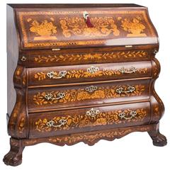 Antique Dutch Burr Walnut Floral Marquetry Bureau, circa 1780 8