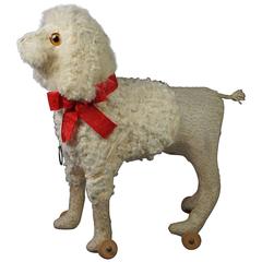 19th Century French Poodle Dog Pull Toy with Squeaker Yapper, circa 1890 5