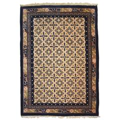 Chinese Oriental Hand Tied Rug, 10 ft by 6.8 ft, Cream and Blue, Circa 1940s 10