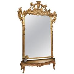Antique Lacquered with Gold Mirror