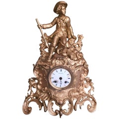 Late 19th Century Victorian Gilt Metal Mantle Clock Signed Conrad Felsing