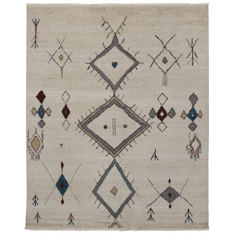 Contemporary Moroccan Style Area Rug with Modern Tribal Design For Sale