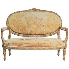 French 19th Century Charles X Carved Giltwood Settee