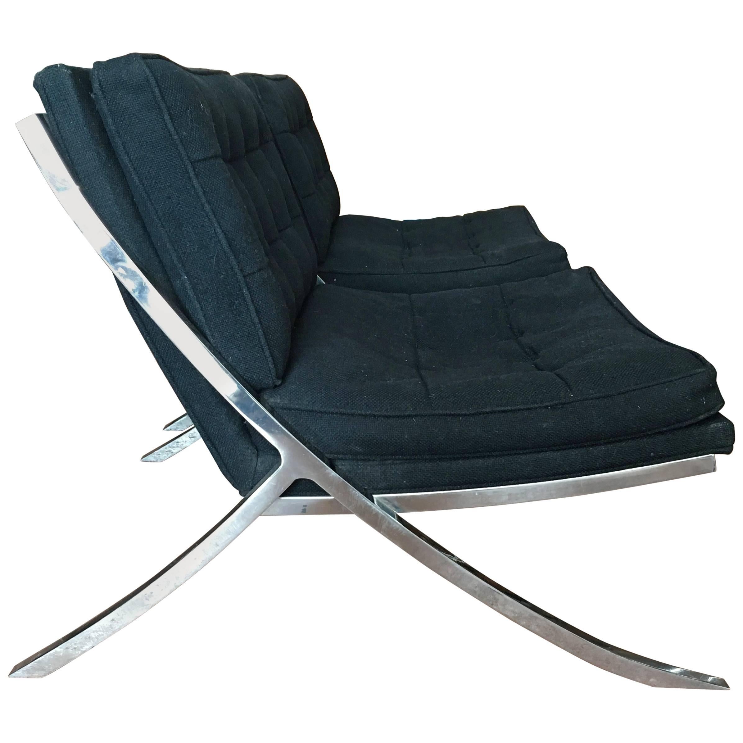 Pair of Polished Steel Lounge Chairs by Mueller, 1970s