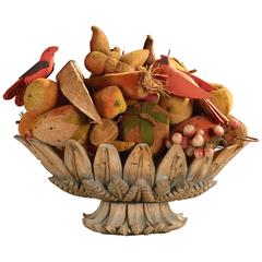 Carved White Pine Bowl Filled with Velvet Fruit