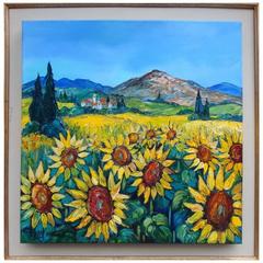 Vintage Lovely French Original Provence Sunflower Painting Betty Wittwe