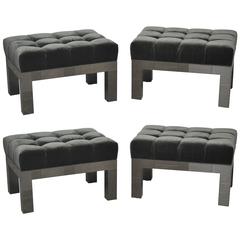 Paul Evans Cityscape Stools in Gunmetal Patchwork with New Mohair 3