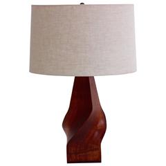1970s Twisted Teak Wood Table Lamp