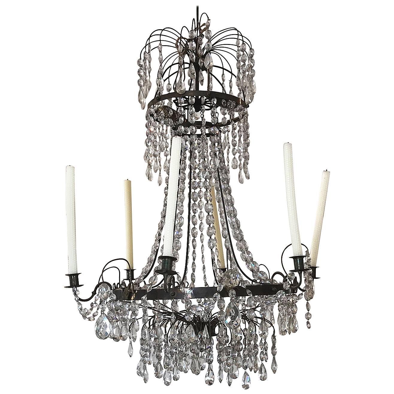 Early 19th Century Swedish Basket-Form Gustavian Chandelier For Sale