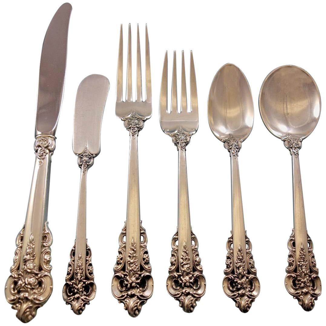 Grande Baroque by Wallace Sterling Silver Flatware Set for 48 Service 303 Pcs For Sale