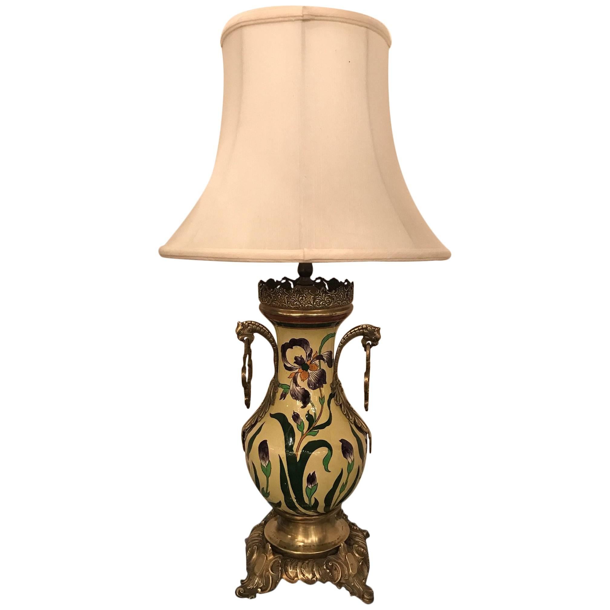 French Hand-Painted Table Lamp