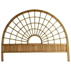 rattan queen headboard Vintage Rattan and Leather Queen Headboard