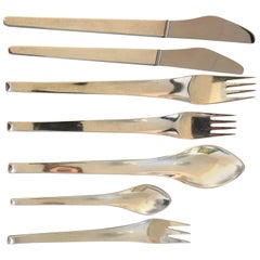 Hans Hansen Line Sterling Silver Flatware Set for 12 Pers, 84 Pieces