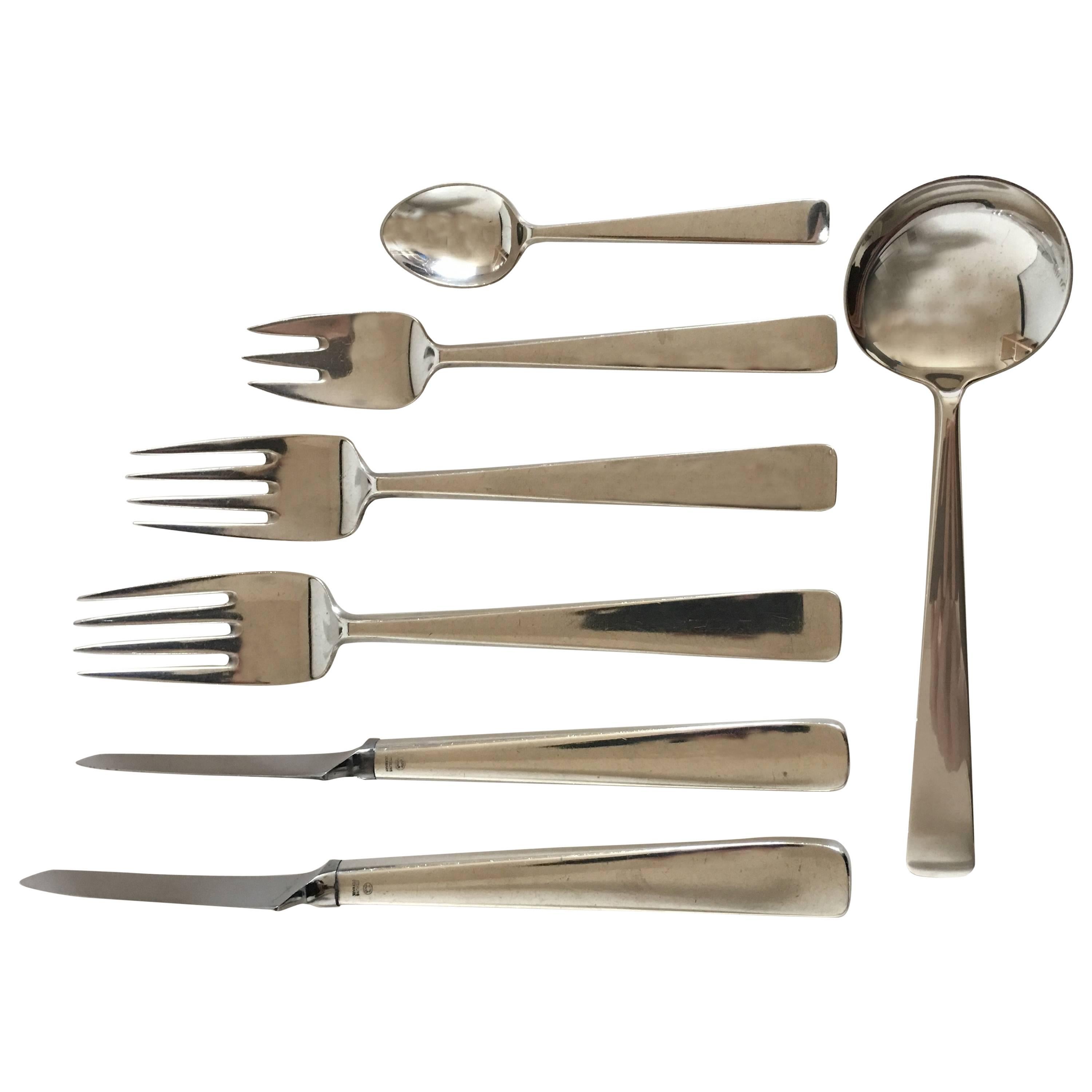 Georg Jensen Sterling Silver Margrethe Cutlery or Flatware Set for People, 40 P