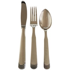 Hans Hansen Arvesølv No. 15 Flatware Set for 6 Person 18 Pieces, Sterling Silver